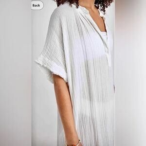 J. Jill Plus Linen Blend Ribbed Beige Open Cardigan Duster Shrug -‎  Size 2X